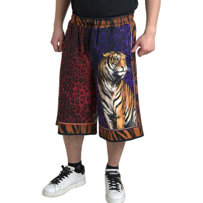 Dolce & Gabbana Multicolor Tiger Print Men Bermuda Shorts Dolce & Gabbana