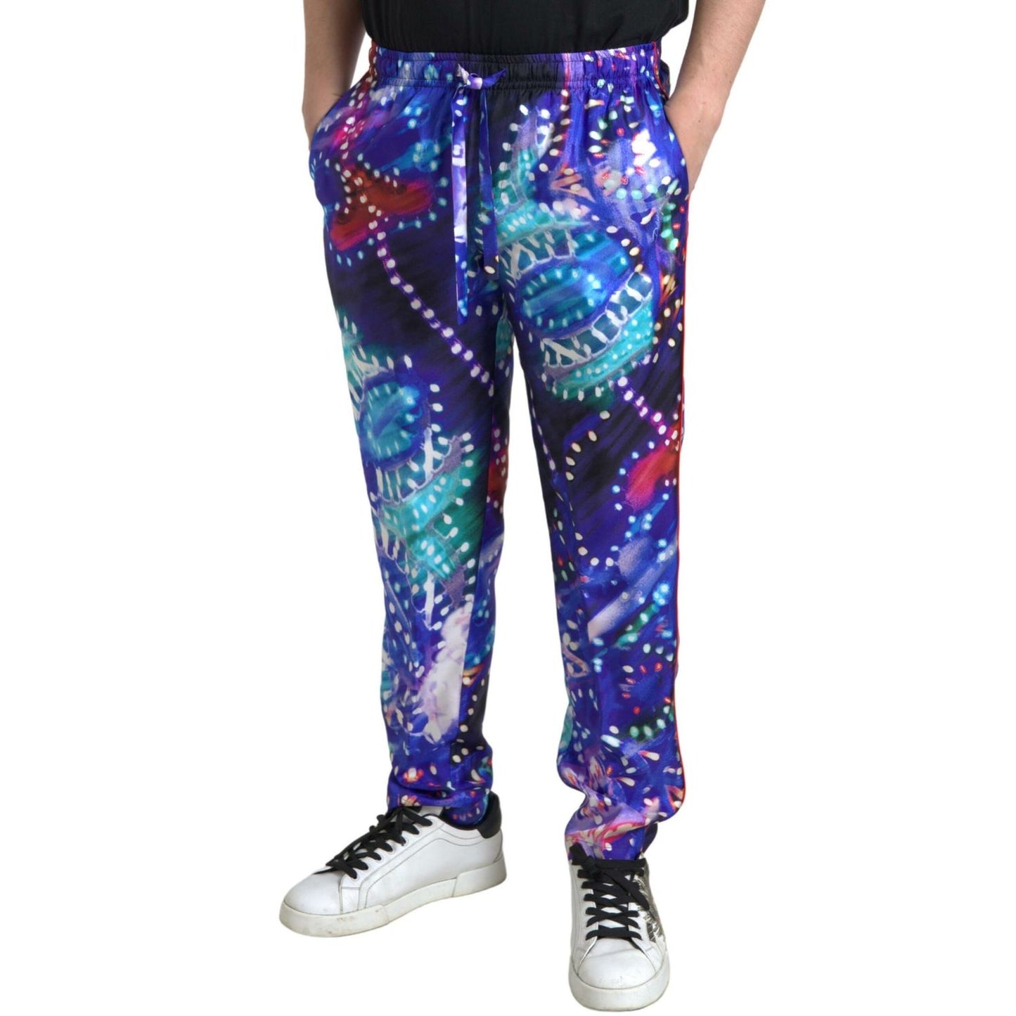 Dolce & Gabbana Multicolor Printed Silk Men Trouser Pants