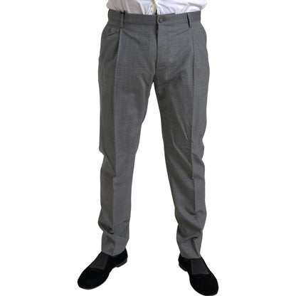 Dolce & Gabbana Gray Wool Chino Skinny Men Dress Trouser Pants Dolce & Gabbana