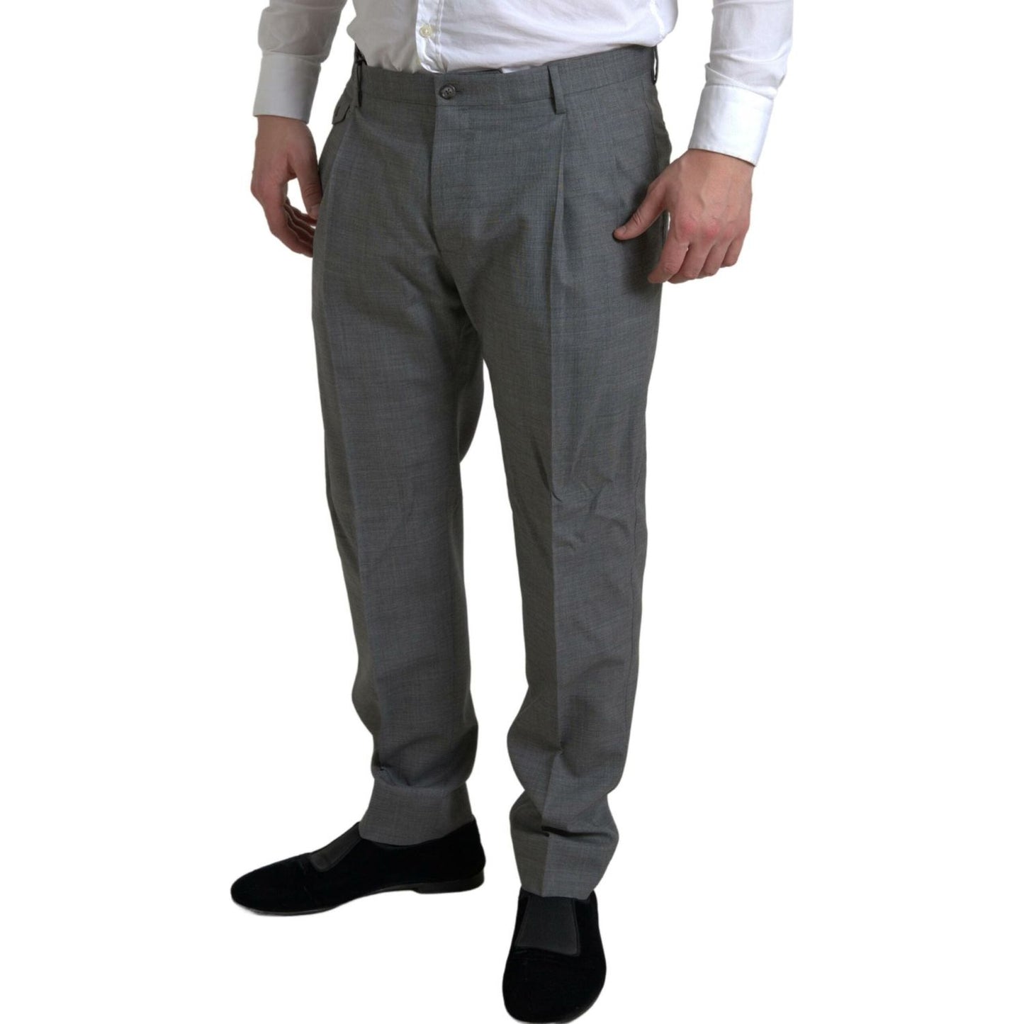 Dolce & Gabbana Gray Wool Chino Skinny Men Dress Trouser Pants Dolce & Gabbana