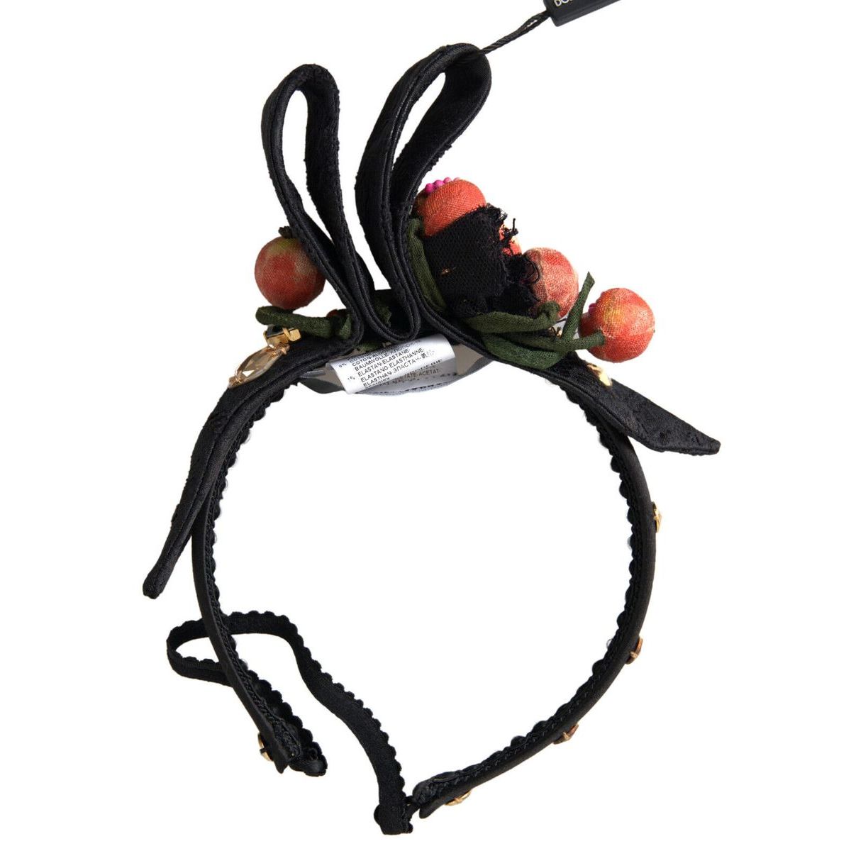 Dolce & Gabbana Black with multicolor Fig Fruit Crystal Tiara Diadem Headband Dolce & Gabbana