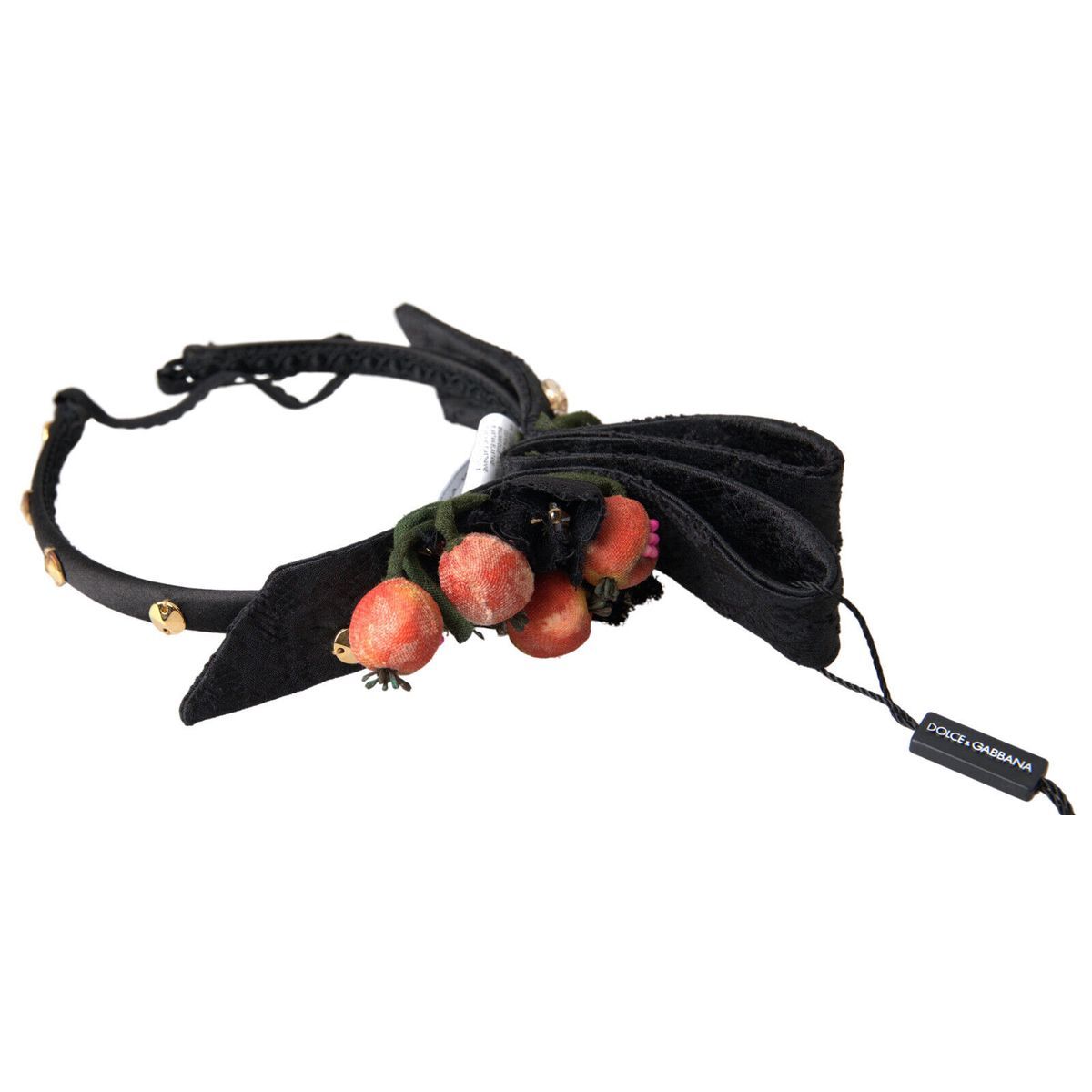 Dolce & Gabbana Black with multicolor Fig Fruit Crystal Tiara Diadem Headband Dolce & Gabbana