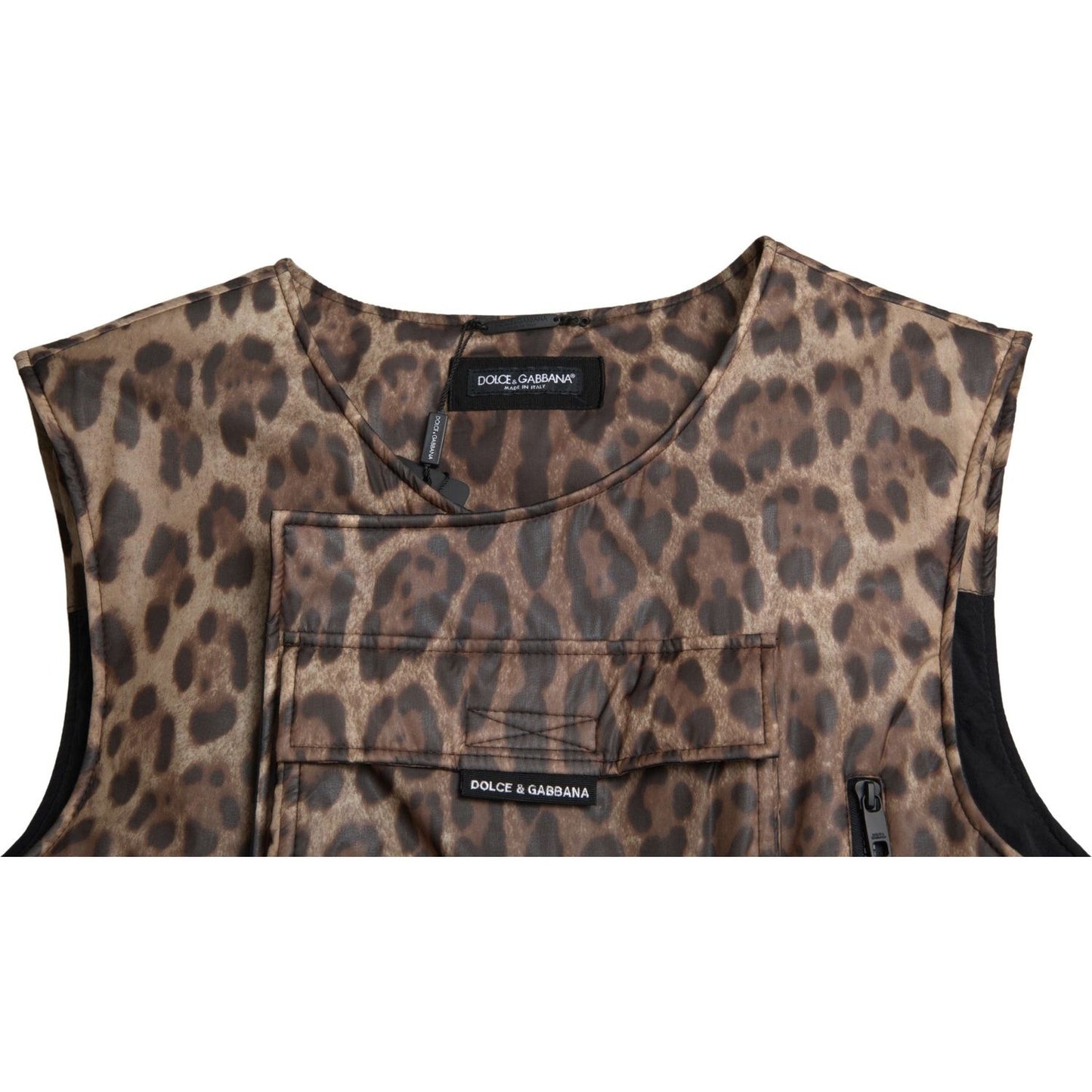 Dolce & Gabbana Brown Leopard Silk Sleeveless Sportswear Dolce & Gabbana