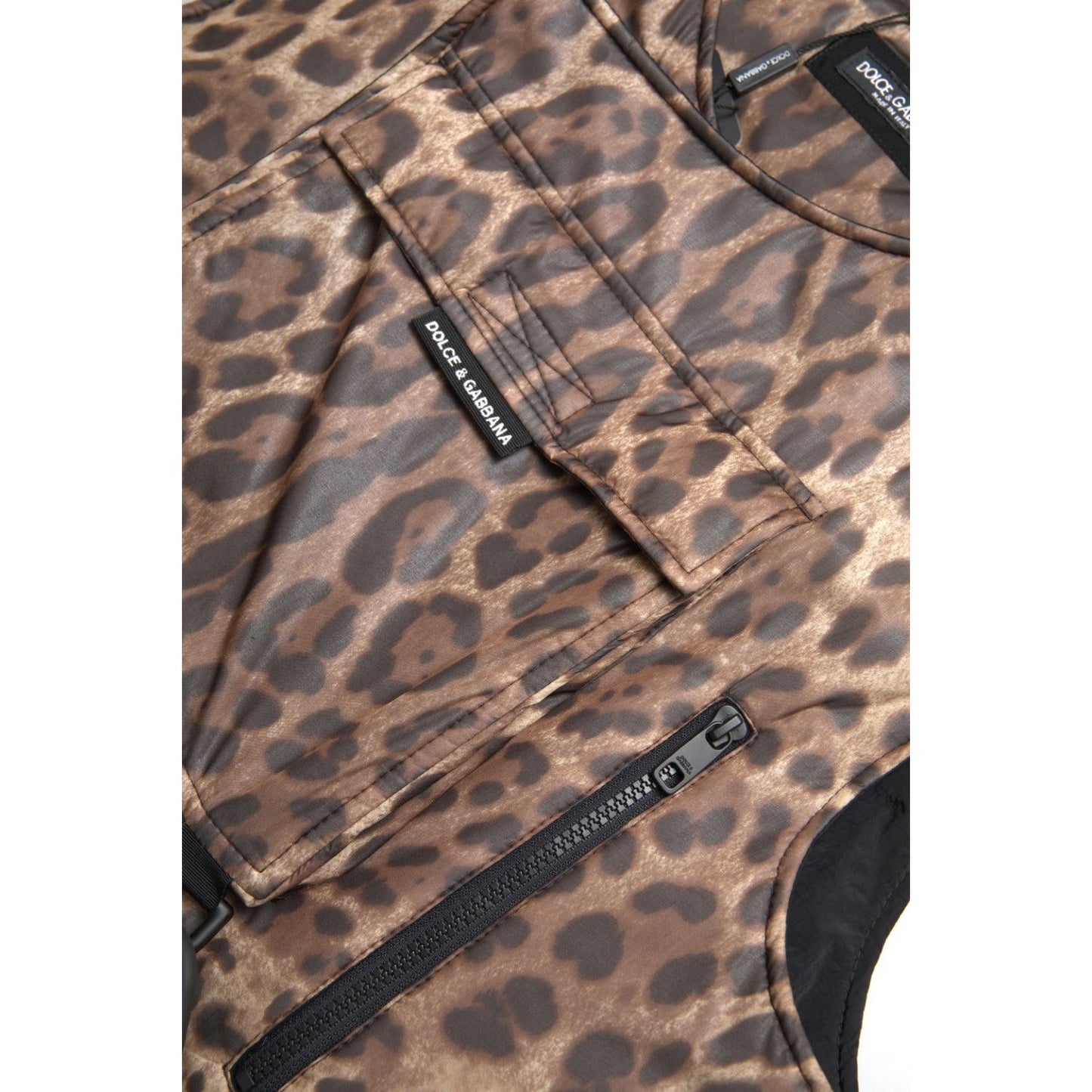 Dolce & Gabbana Brown Leopard Silk Sleeveless Sportswear Dolce & Gabbana