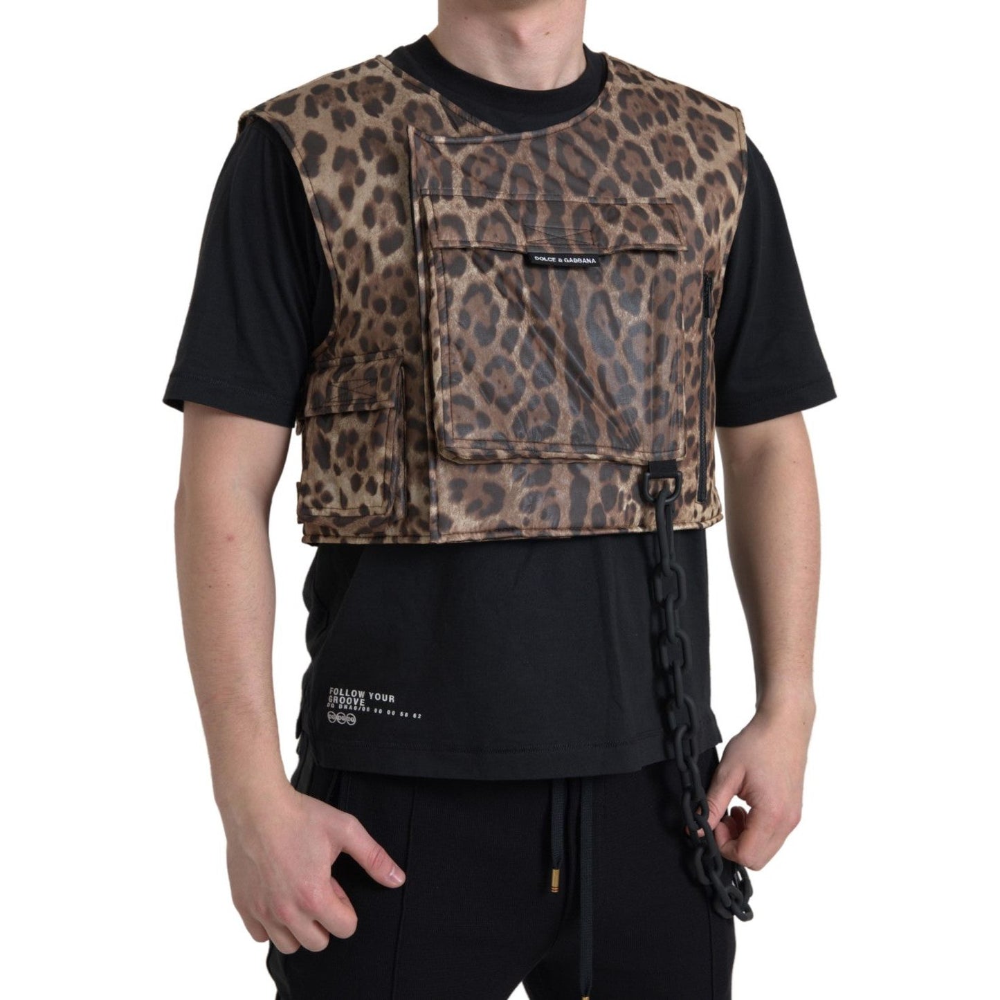 Dolce & Gabbana Brown Leopard Silk Sleeveless Sportswear Dolce & Gabbana