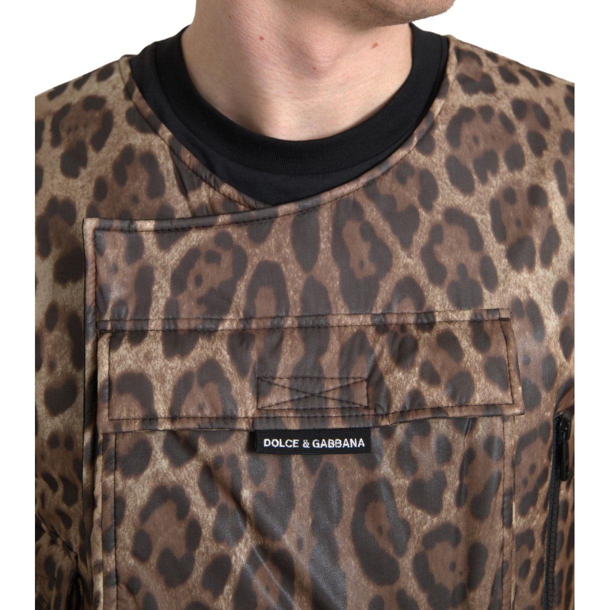 Dolce & Gabbana Brown Leopard Silk Sleeveless Sportswear Dolce & Gabbana