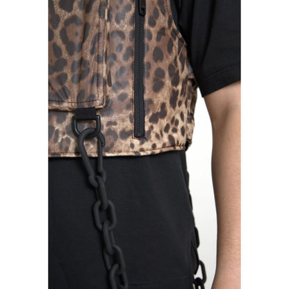 Dolce & Gabbana Brown Leopard Silk Sleeveless Sportswear Dolce & Gabbana