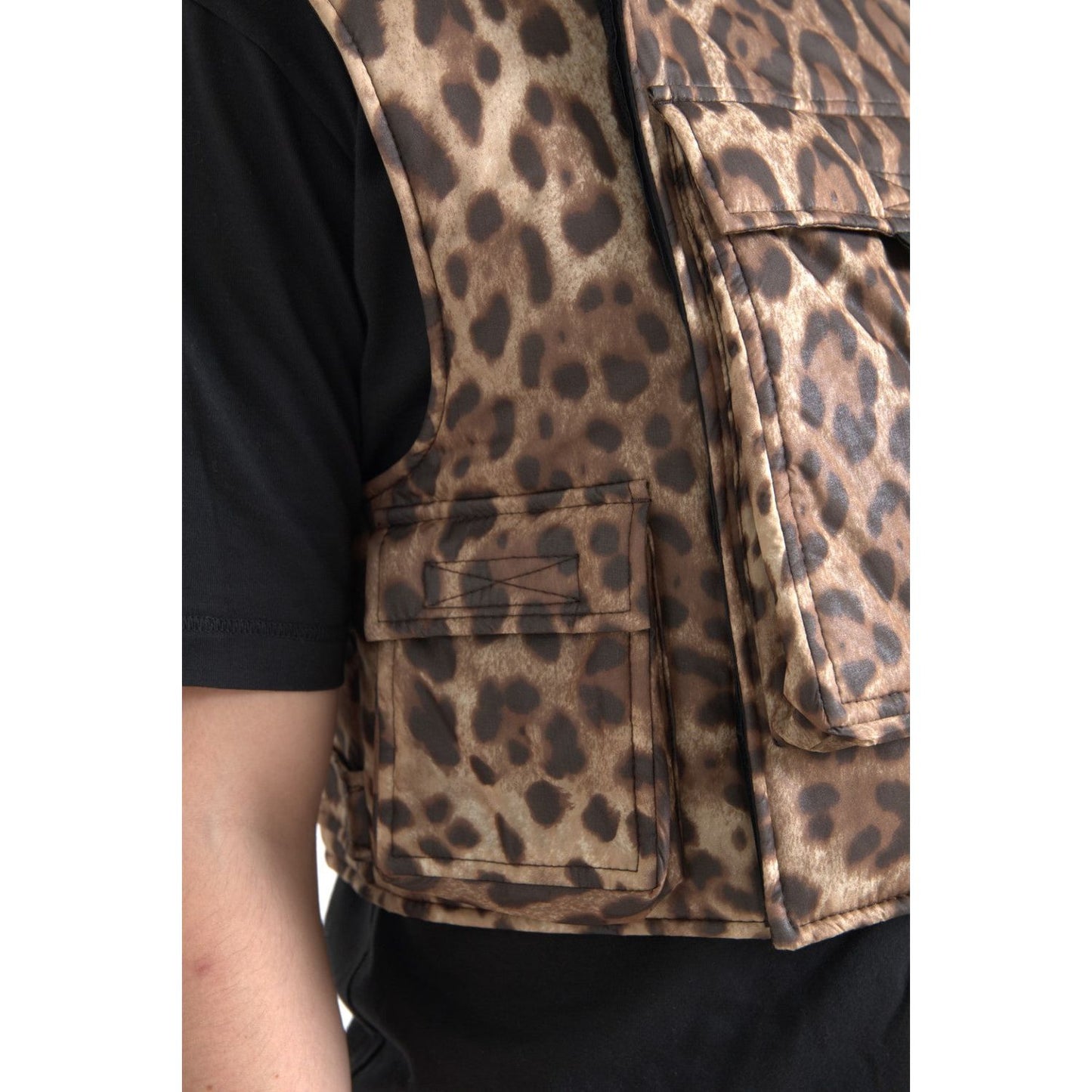 Dolce & Gabbana Brown Leopard Silk Sleeveless Sportswear Dolce & Gabbana