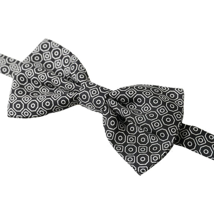 Dolce & Gabbana Black White Pattern Adjustable Neck Papillon Bow Tie Dolce & Gabbana
