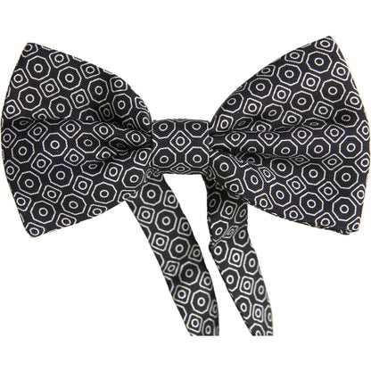 Dolce & Gabbana Black White Pattern Adjustable Neck Papillon Bow Tie Dolce & Gabbana