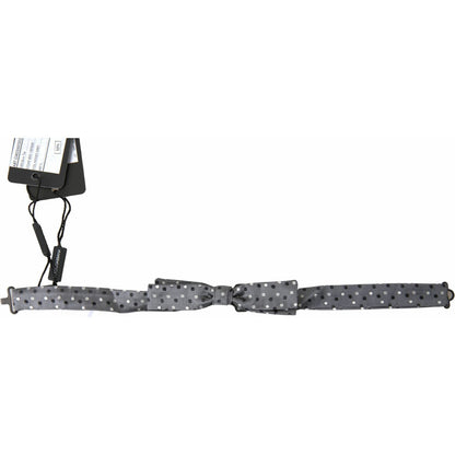 Dolce & Gabbana Gray Polka Dot Silk Adjustable Men Neck Papillon Bow Tie Dolce & Gabbana