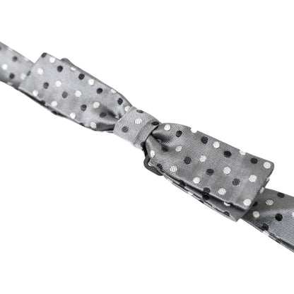 Dolce & Gabbana Gray Polka Dot Silk Adjustable Men Neck Papillon Bow Tie Dolce & Gabbana