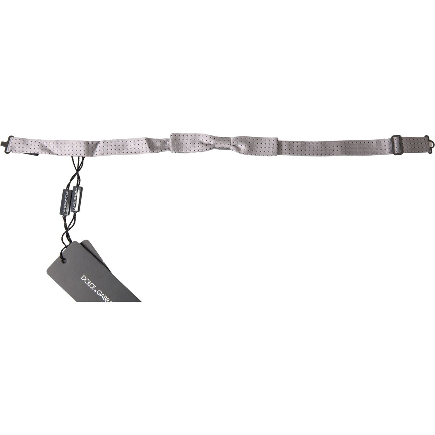 Dolce & Gabbana Gray Dotted Silk Adjustable Men Neck Papillon Bow Tie Dolce & Gabbana