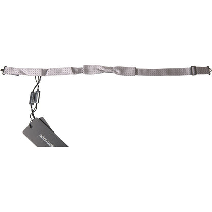 Dolce & Gabbana Gray Dotted Silk Adjustable Men Neck Papillon Bow Tie Dolce & Gabbana