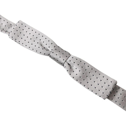 Dolce & Gabbana Gray Dotted Silk Adjustable Men Neck Papillon Bow Tie Dolce & Gabbana