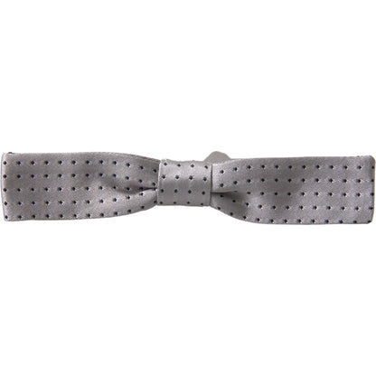 Dolce & Gabbana Gray Dotted Silk Adjustable Men Neck Papillon Bow Tie Dolce & Gabbana