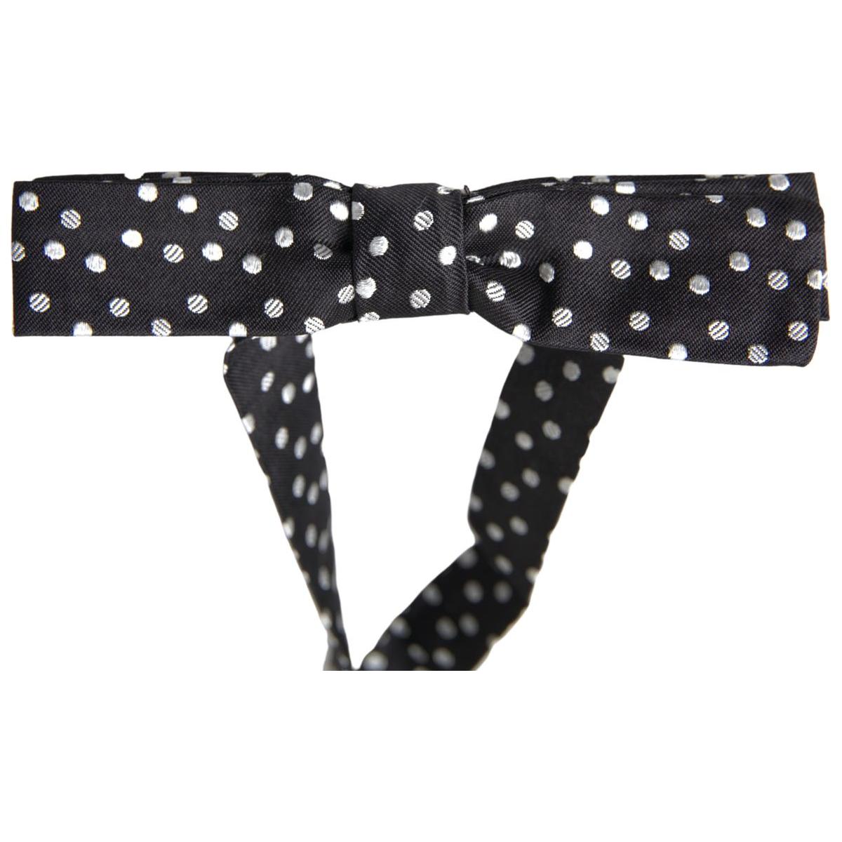 Dolce & Gabbana Black Polka Dot Silk Adjustable Men Neck Papillon Bow Tie Dolce & Gabbana