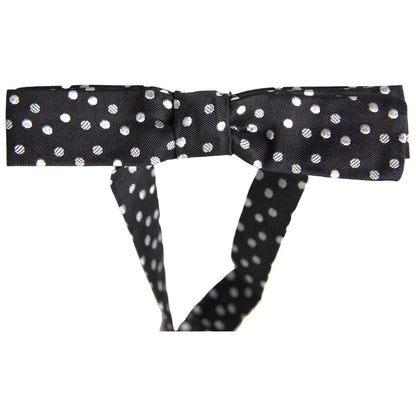 Dolce & Gabbana Black Polka Dot Silk Adjustable Men Neck Papillon Bow Tie Dolce & Gabbana