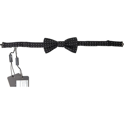 Dolce & Gabbana Black Polka Dot Silk Adjustable Men Neck Papillon Bow Tie Dolce & Gabbana