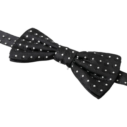 Dolce & Gabbana Black Polka Dot Silk Adjustable Men Neck Papillon Bow Tie Dolce & Gabbana