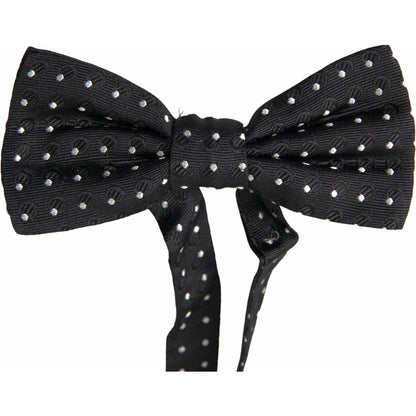 Dolce & Gabbana Black Polka Dot Silk Adjustable Men Neck Papillon Bow Tie Dolce & Gabbana