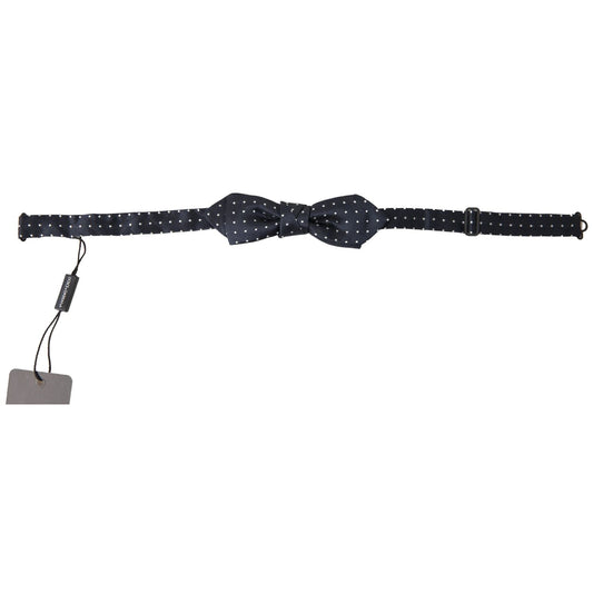 Dolce & Gabbana Blue Polka Dot Silk Adjustable Men Neck Papillon Bow Tie