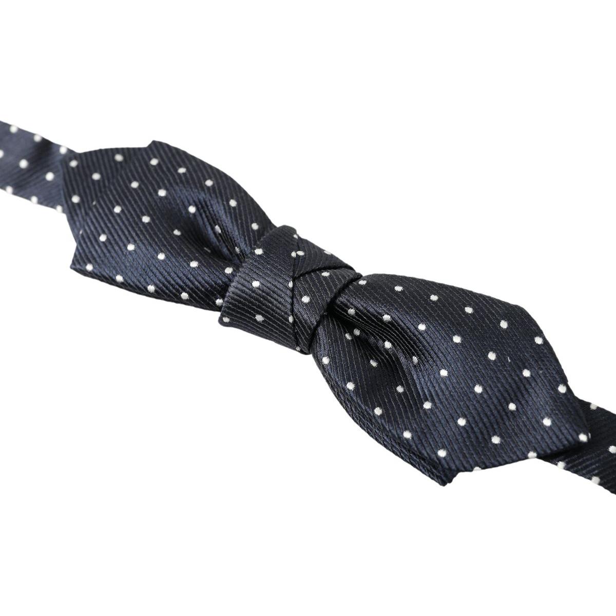 Dolce & Gabbana Blue Polka Dot Silk Adjustable Men Neck Papillon Bow Tie Dolce & Gabbana