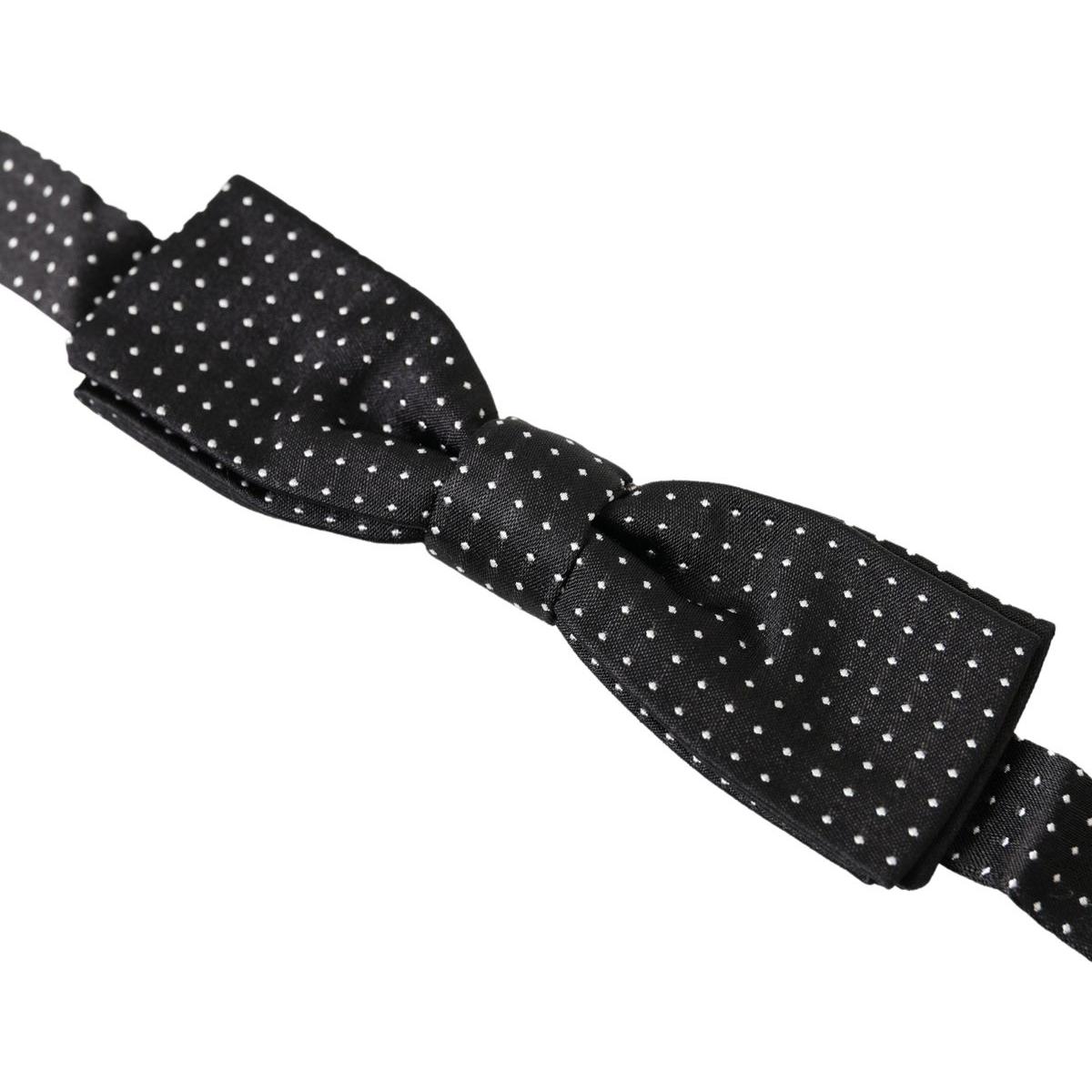 Dolce & Gabbana Black Polka Dot Silk Adjustable Men Neck Papillon Bow Tie Dolce & Gabbana