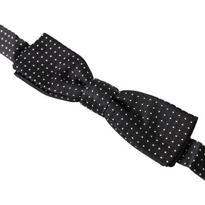 Dolce & Gabbana Black Polka Dot Silk Adjustable Men Neck Papillon Bow Tie Dolce & Gabbana