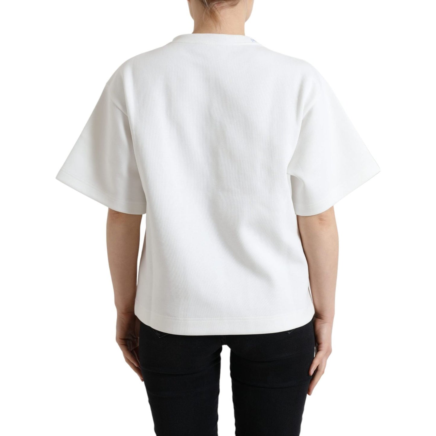 Dolce & Gabbana T-shirt White Cotton Stretch Black HOT Crystal Dolce & Gabbana