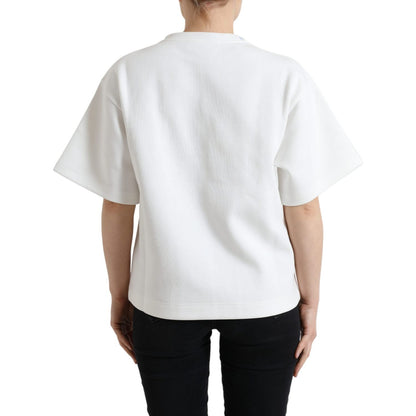 Dolce & Gabbana T-shirt White Cotton Stretch Black HOT Crystal Dolce & Gabbana