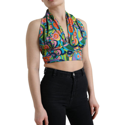 Dolce & Gabbana Multicolor Halter Sleeveless Cropped Tank Top Dolce & Gabbana