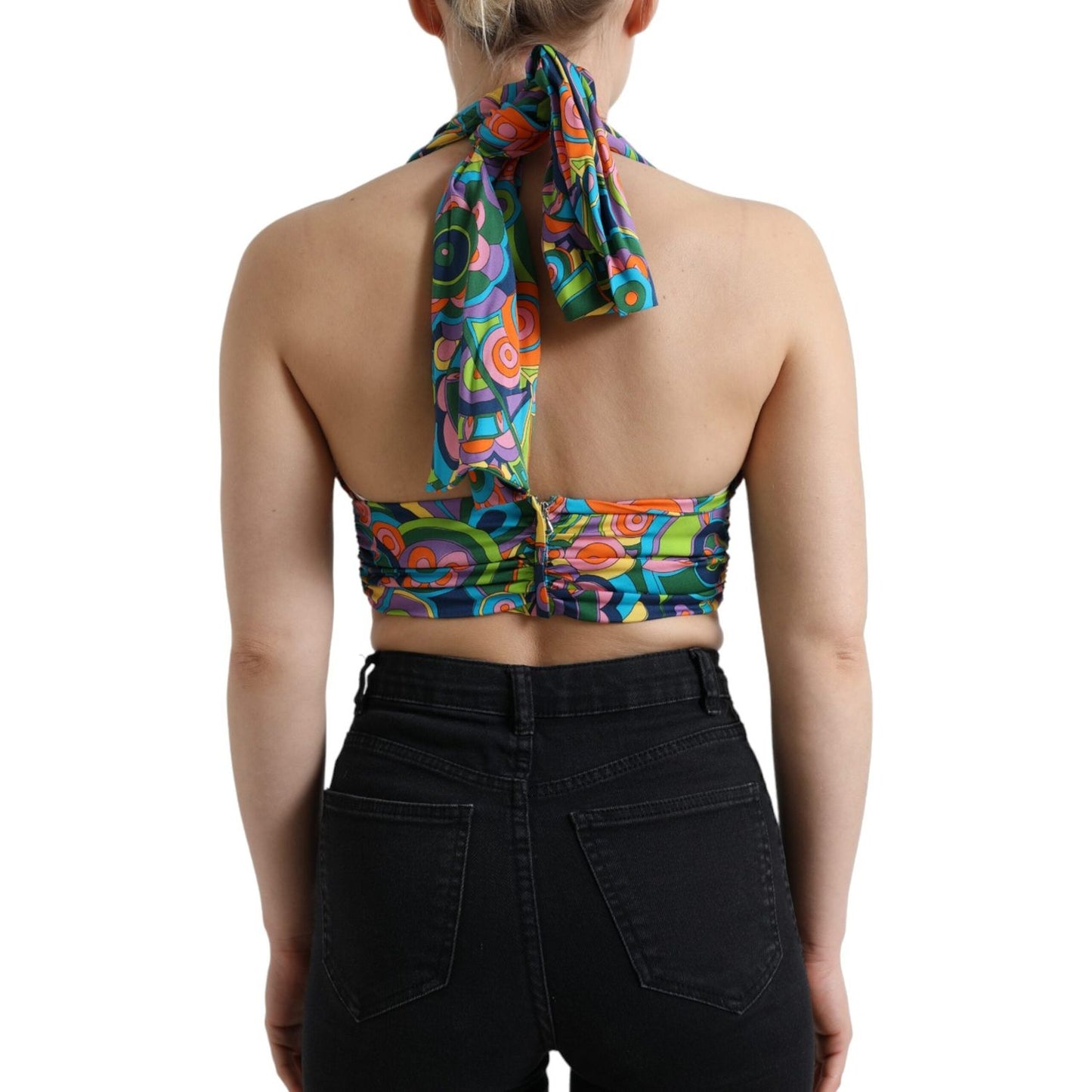 Dolce & Gabbana Multicolor Halter Sleeveless Cropped Tank Top Dolce & Gabbana