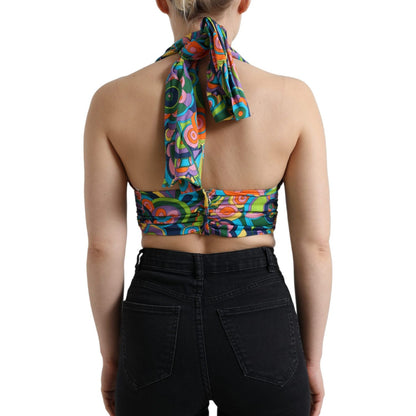 Dolce & Gabbana Multicolor Halter Sleeveless Cropped Tank Top Dolce & Gabbana