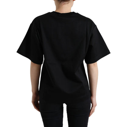 Dolce & Gabbana Black Cotton DG Crystal Crewneck Tee T-shirt Dolce & Gabbana