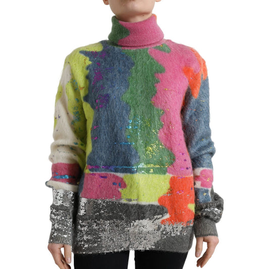 Dolce & Gabbana Multicolor Mohair Turtleneck Pullover Sweater Dolce & Gabbana