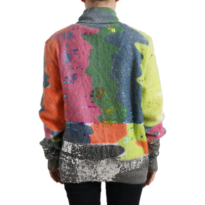 Dolce & Gabbana Multicolor Mohair Turtleneck Pullover Sweater Dolce & Gabbana