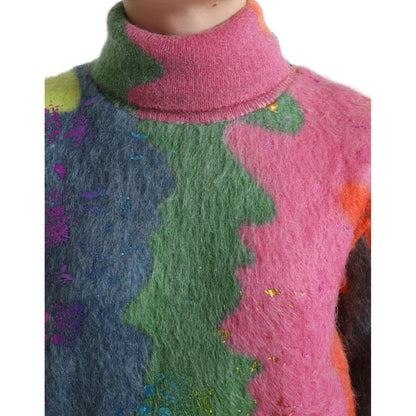 Dolce & Gabbana Multicolor Mohair Turtleneck Pullover Sweater Dolce & Gabbana