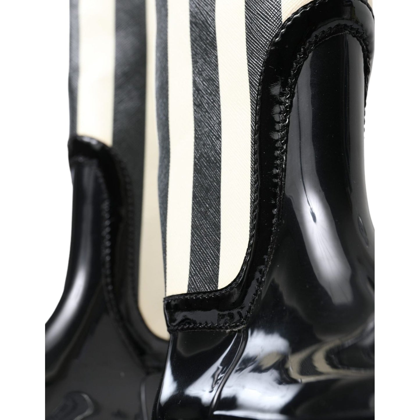 Dolce & Gabbana Black Rubber Knee High Flat Boots Shoes Dolce & Gabbana