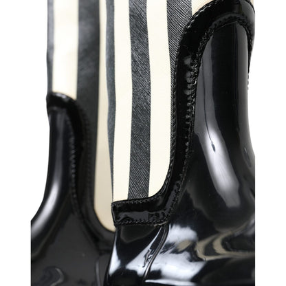 Dolce & Gabbana Black Rubber Knee High Flat Boots Shoes Dolce & Gabbana