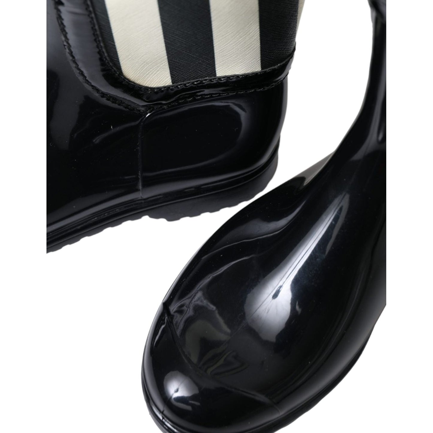 Dolce & Gabbana Black Rubber Knee High Flat Boots Shoes Dolce & Gabbana