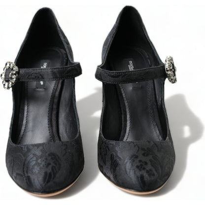 Dolce & Gabbana Black Brocade Mary Janes Heels Pumps Shoes Dolce & Gabbana