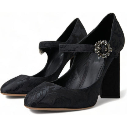 Dolce & Gabbana Black Brocade Mary Janes Heels Pumps Shoes Dolce & Gabbana