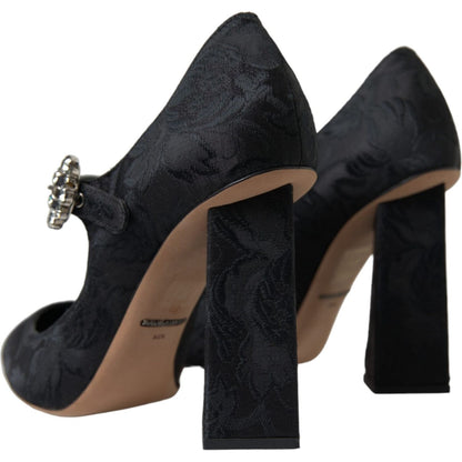 Dolce & Gabbana Black Brocade Mary Janes Heels Pumps Shoes Dolce & Gabbana