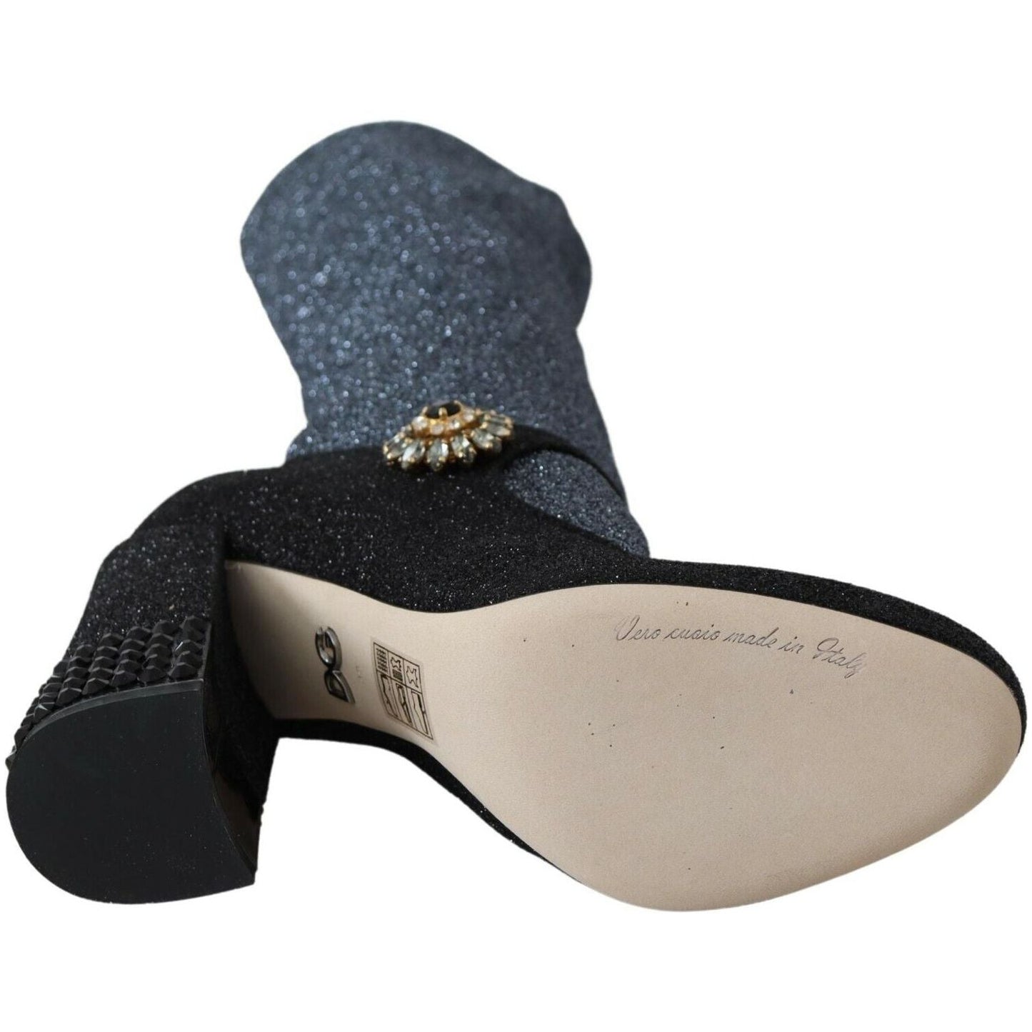 Dolce & Gabbana Black Crystal Mary Janes Booties Shoes Dolce & Gabbana