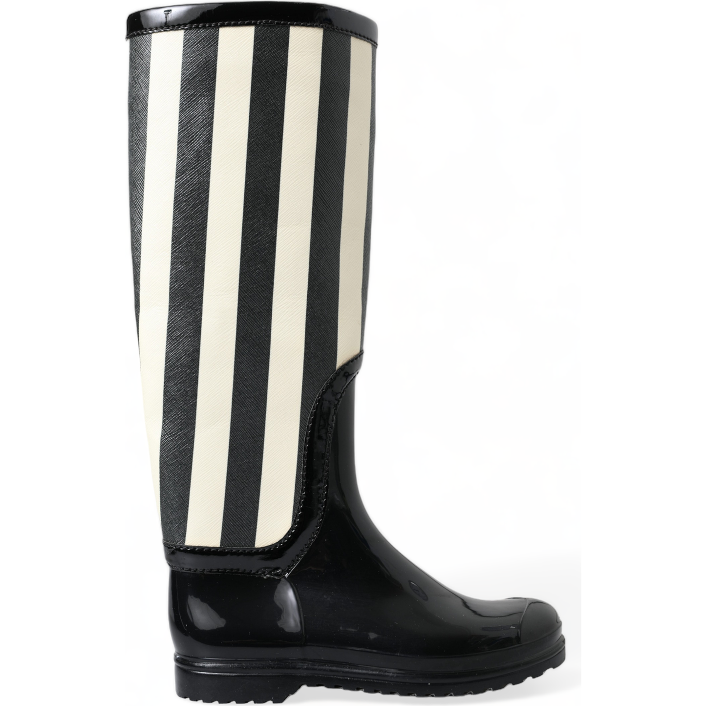 Dolce & Gabbana Black Rubber Knee High Flat Boots Shoes Dolce & Gabbana