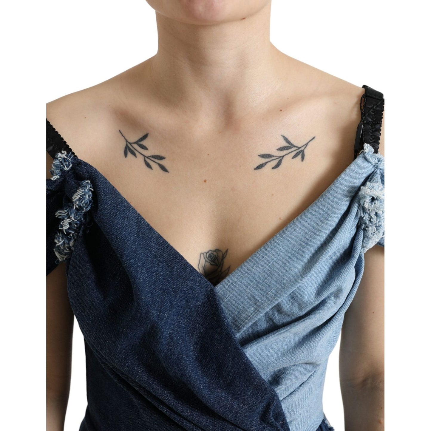 Dolce & Gabbana Blue Patchwork Two Tone Denim Mini Dress Dolce & Gabbana