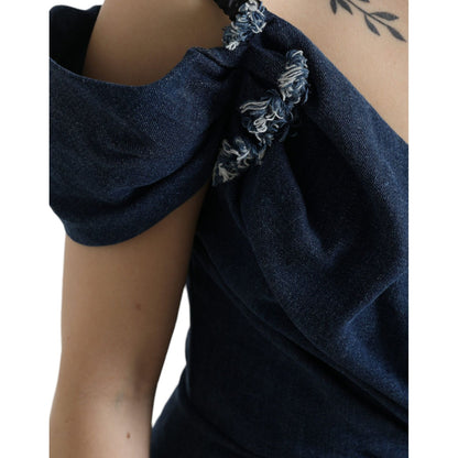 Dolce & Gabbana Blue Patchwork Two Tone Denim Mini Dress Dolce & Gabbana