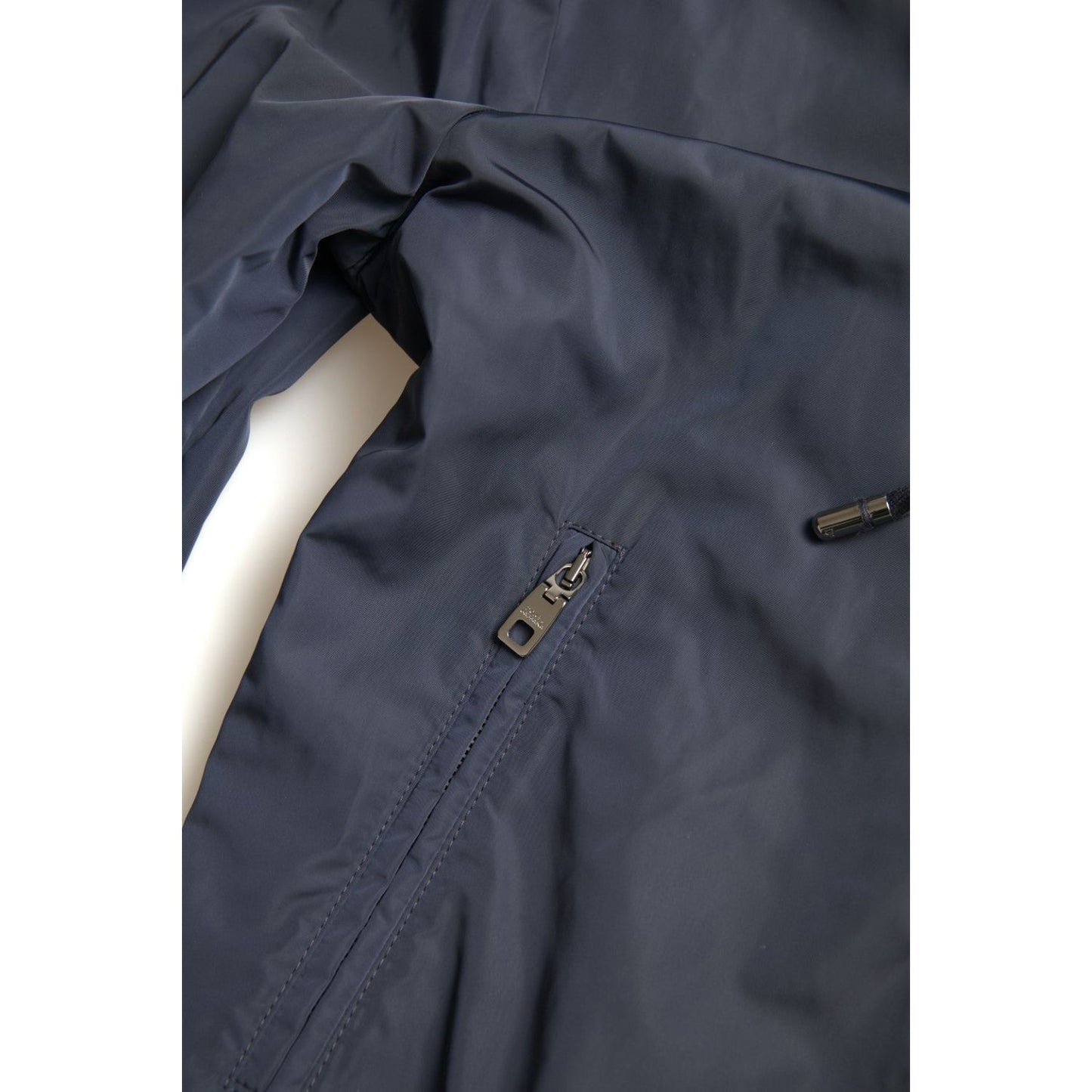 Dolce & Gabbana Blue Hooded Logo Polyester Full Zip Sweater Dolce & Gabbana