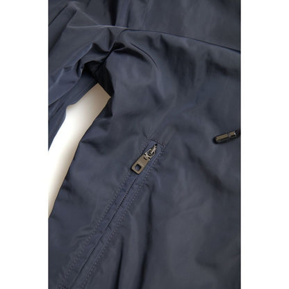 Dolce & Gabbana Blue Hooded Logo Polyester Full Zip Sweater Dolce & Gabbana